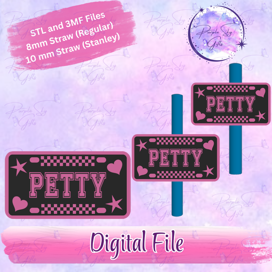 Checkered Print Petty License Plate Hearts and Stars 8mm and 10mm STL and 3MF DIGITAL FILES For Straw Topper