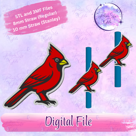 Cardinal Bird 8mm and 10mm STL and 3MF DIGITAL FILES For Straw Topper