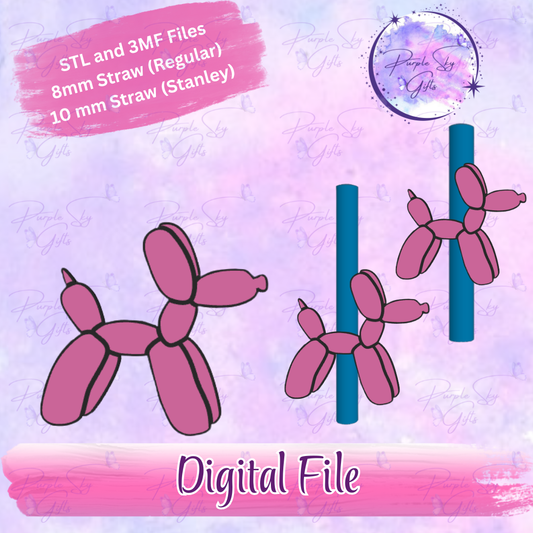 Balloon Dog 8mm and 10mm STL and 3MF DIGITAL FILES For Straw Topper