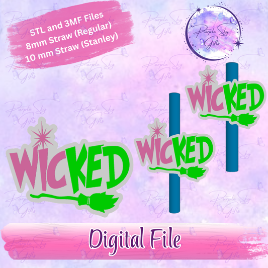 Wicked 8mm and 10mm STL and 3MF DIGITAL FILES For Straw Topper