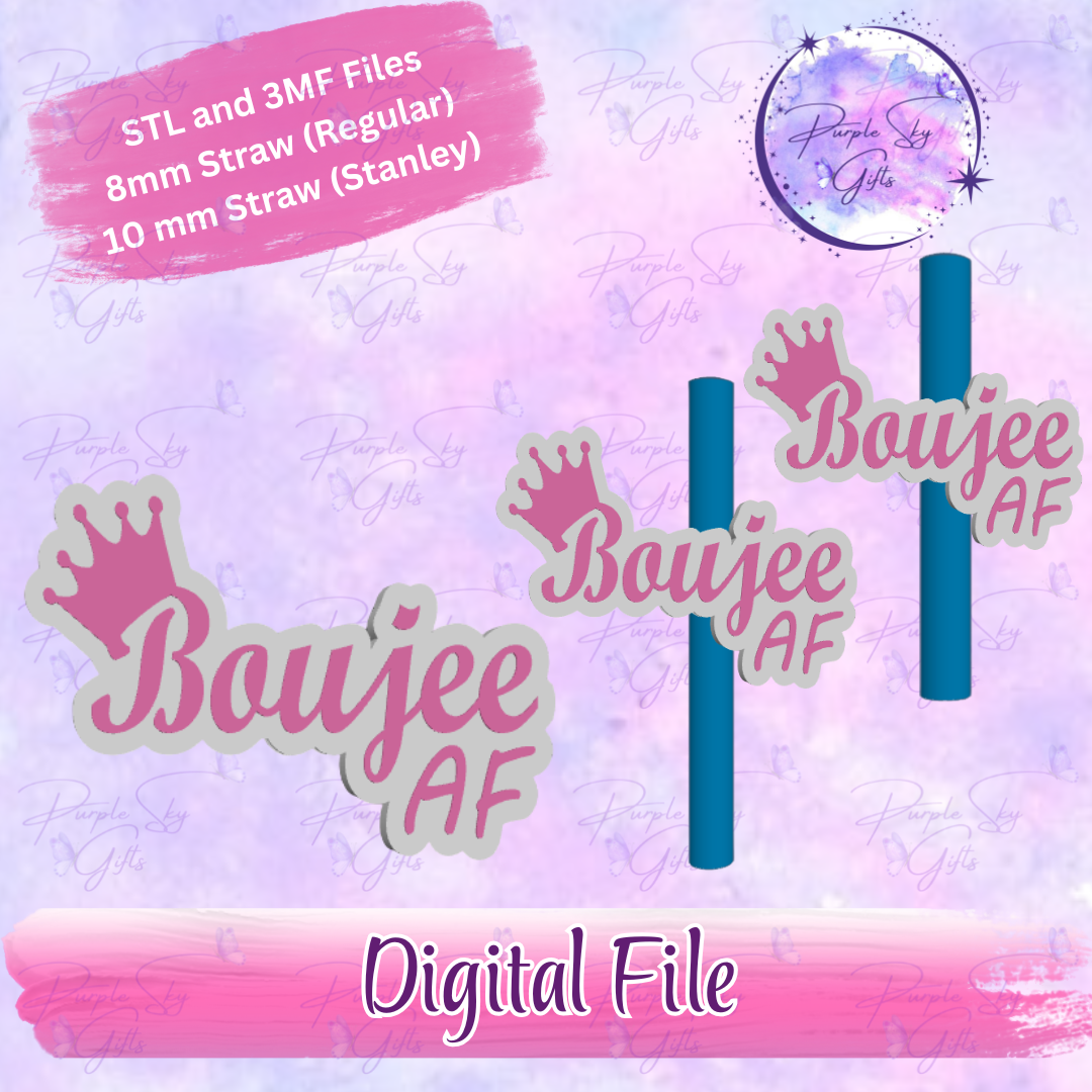 Solid Crown Boujee AF 8mm and 10mm STL and 3MF DIGITAL FILES For Straw Topper