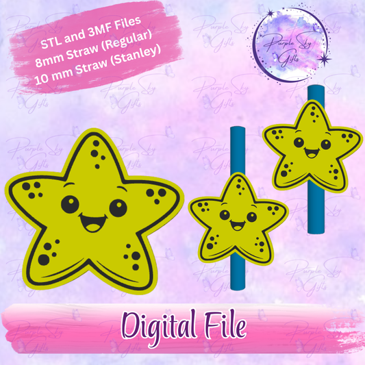 Starfish 8mm and 10mm STL and 3MF DIGITAL FILES For Straw Topper
