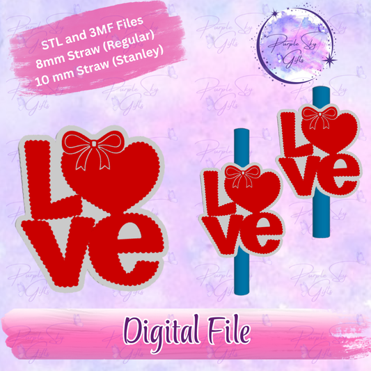 Love Stack 8mm and 10mm STL and 3MF DIGITAL FILES For Straw Topper