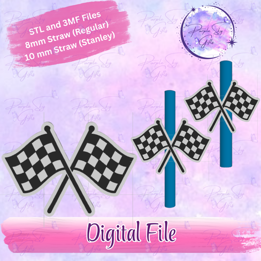 Checkered Racing Flags 8mm and 10mm STL and 3MF DIGITAL FILES For Straw Topper