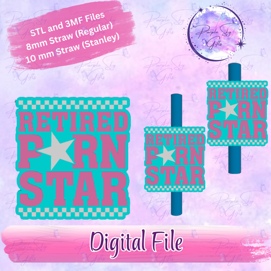 Retired P*rn Star 8mm and 10mm STL and 3MF DIGITAL FILES For Straw Topper