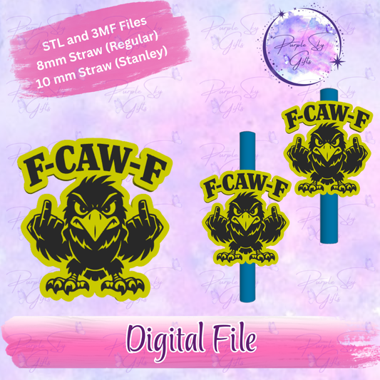 F Caw F 8mm and 10mm STL and 3MF DIGITAL FILES For Straw Topper
