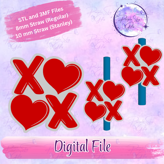 XOXO 8mm and 10mm STL and 3MF DIGITAL FILES For Straw Topper
