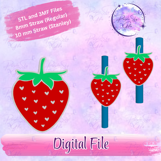 Heart Strawberry 8mm and 10mm STL and 3MF DIGITAL FILES For Straw Topper