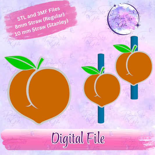 Peach 8mm and 10mm STL and 3MF DIGITAL FILES For Straw Topper