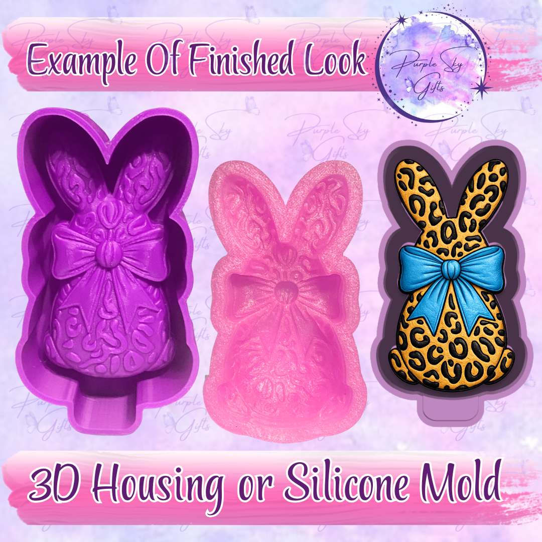 Leopard Print Bunny 3D Freshie Mold Housing or Silicone Mold