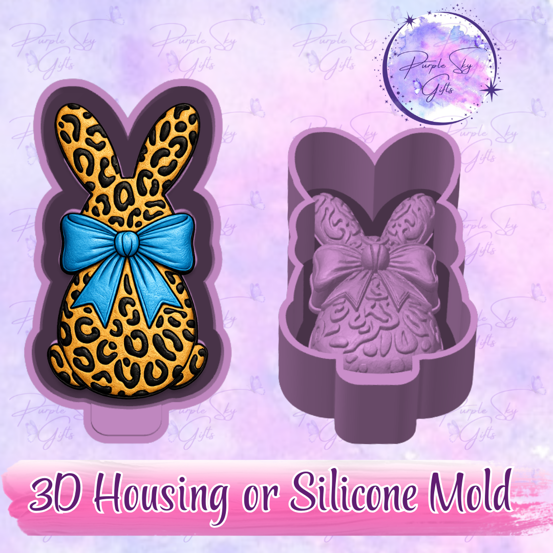 Leopard Print Bunny 3D Freshie Mold Housing or Silicone Mold
