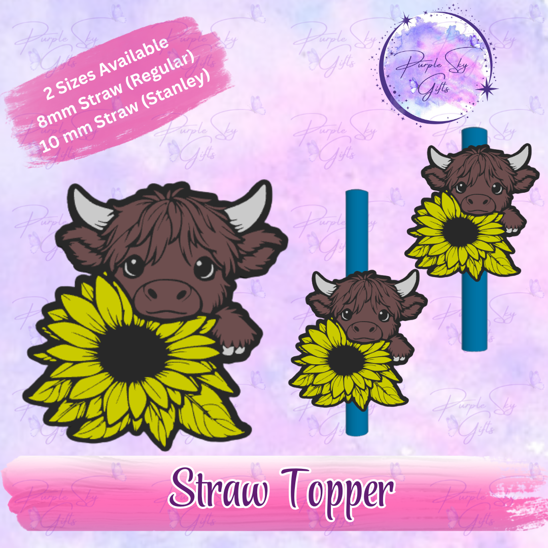 Sunflower Cow Straw Topper