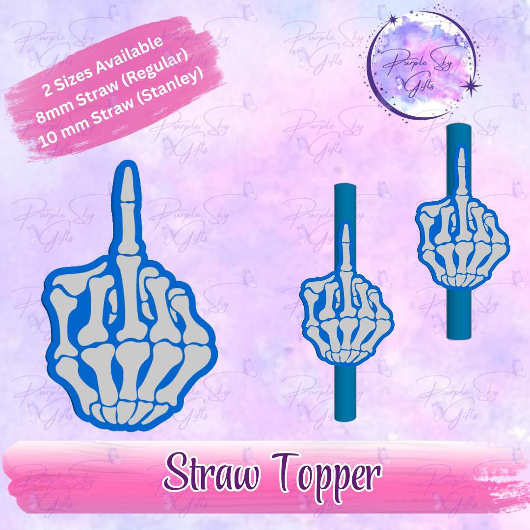 Bones Middle Finger Straw Topper