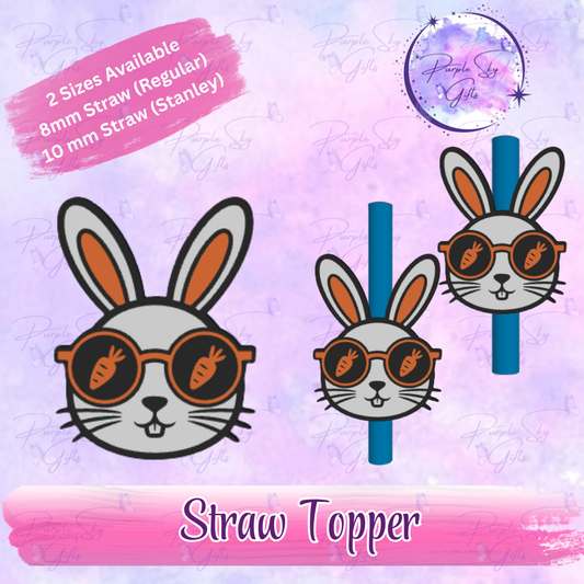 Easter Bunny Carrot Glasses Straw Topper