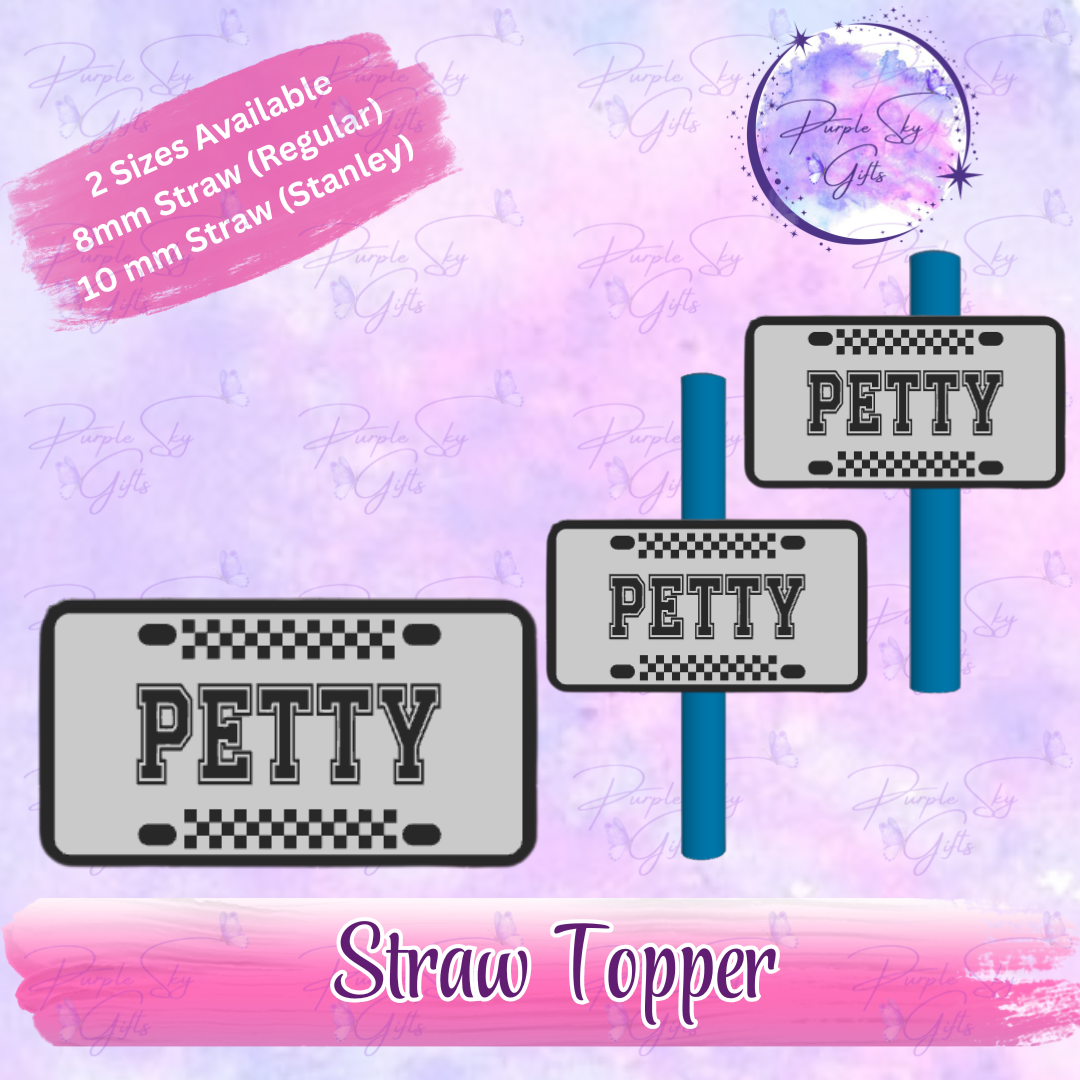 Checkered Print Petty License Plate Straw Topper