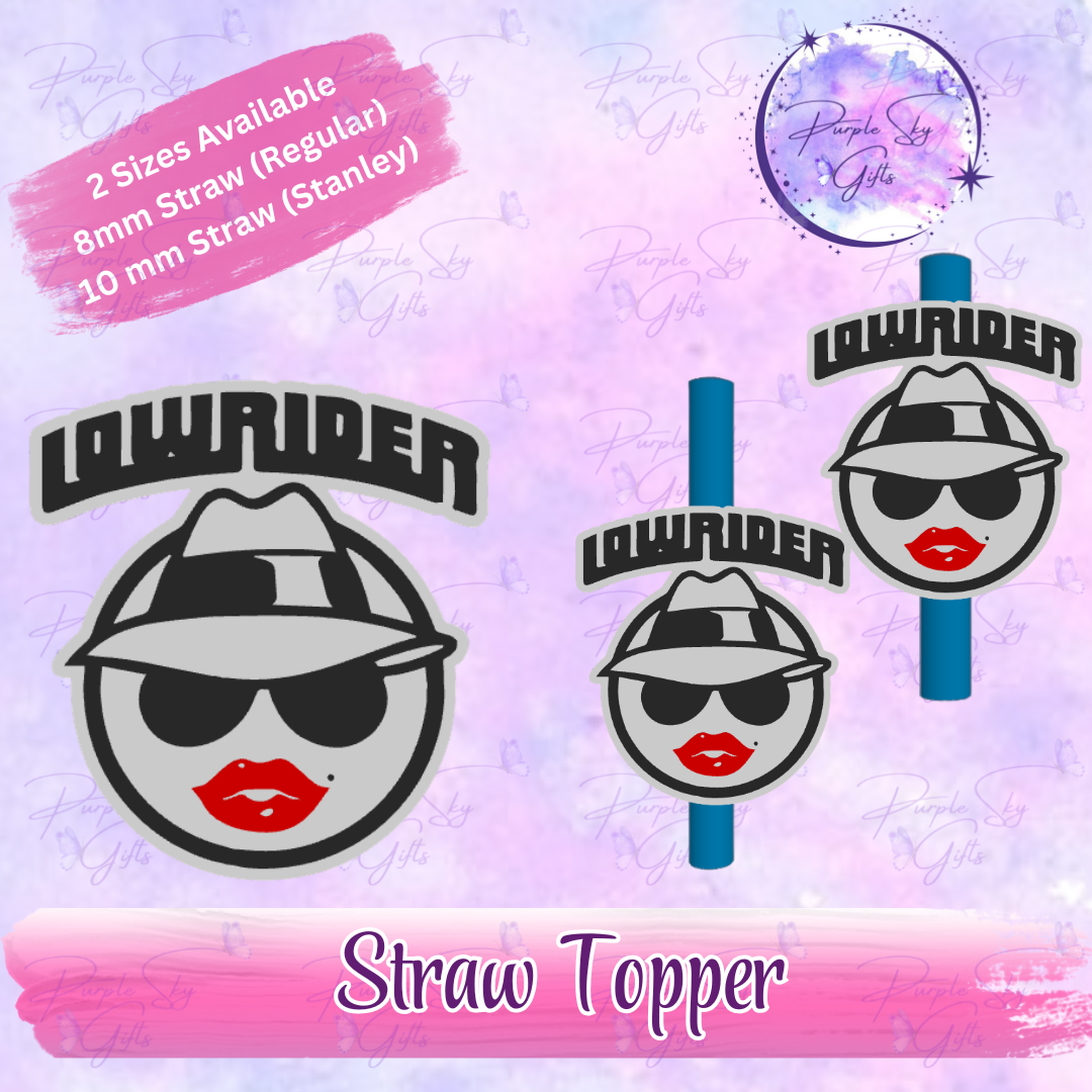 Lowrider Woman Female with Wording Straw Topper