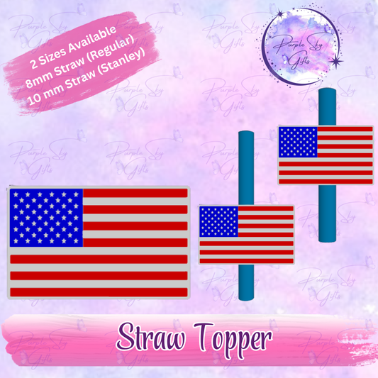 American Flag Straw Topper