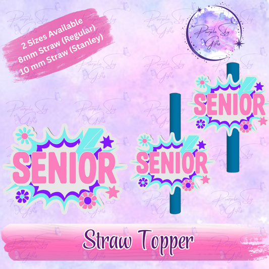 Floral Senior Straw Topper