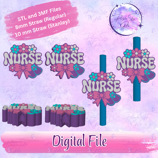 Floral Nurse 8mm and 10mm STL and 3MF DIGITAL FILES For Straw Topper