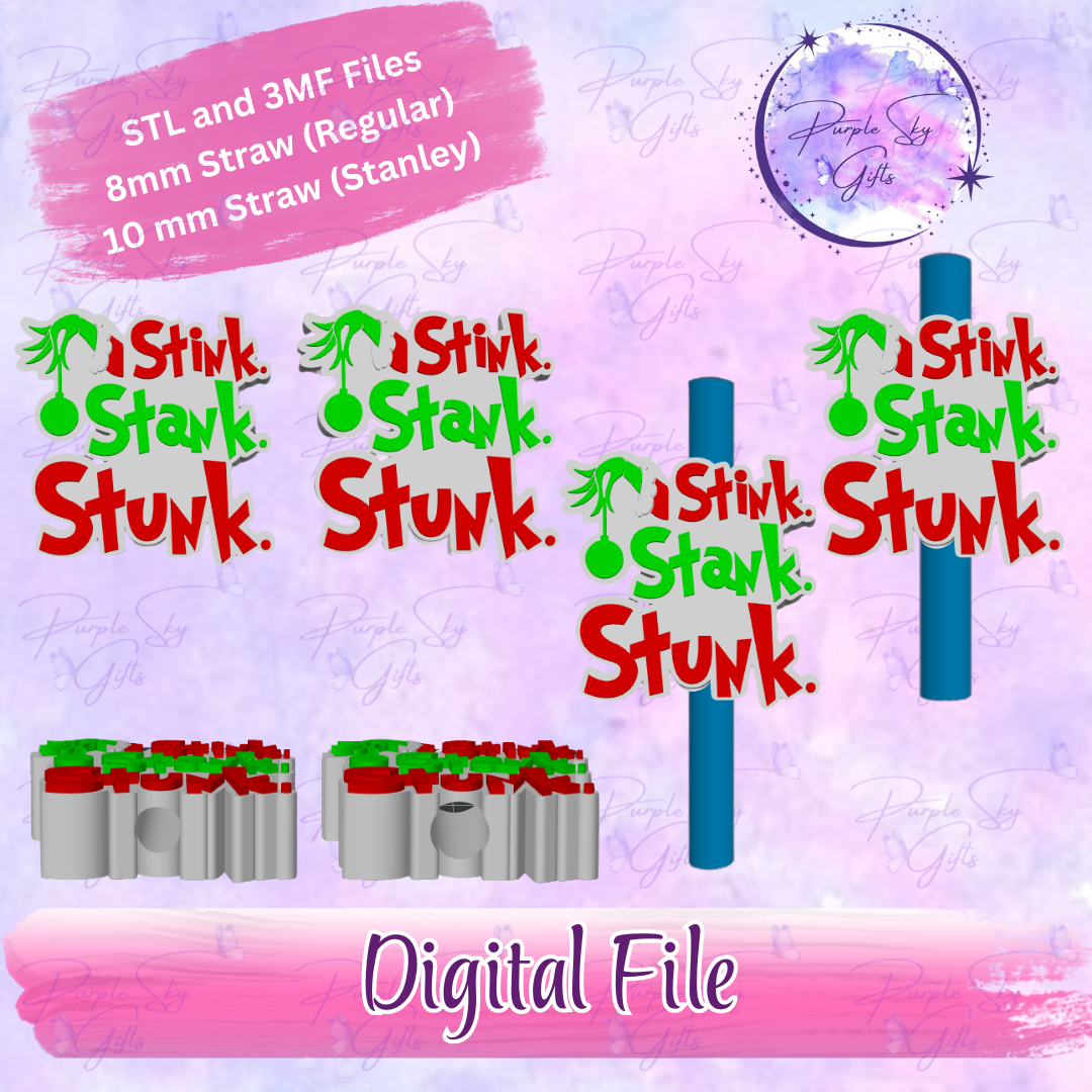Stink Stank Stunk 8mm and 10mm STL and 3MF DIGITAL FILES For Straw Topper