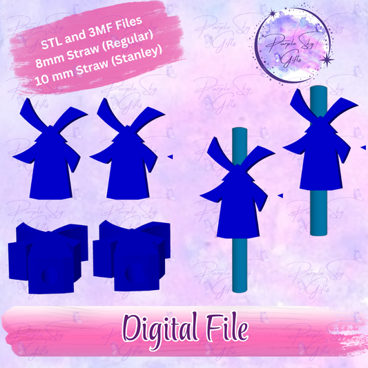 Dutch Windmill 8mm and 10mm STL and 3MF DIGITAL FILES For Straw Topper