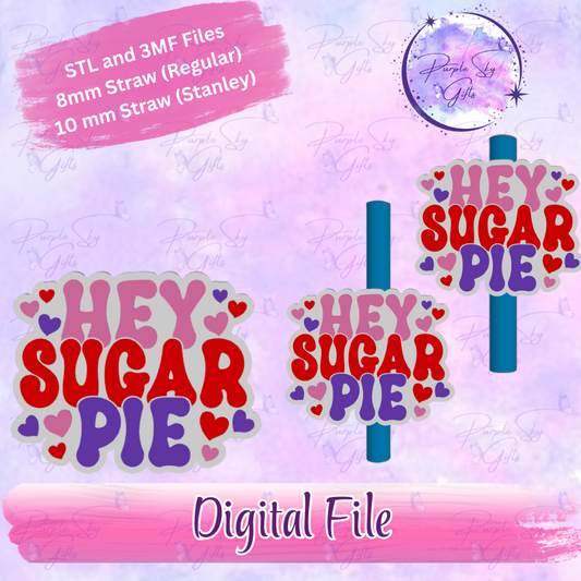 Hey Sugar Pie Hearts 8mm and 10mm STL and 3MF DIGITAL FILES For Straw Topper