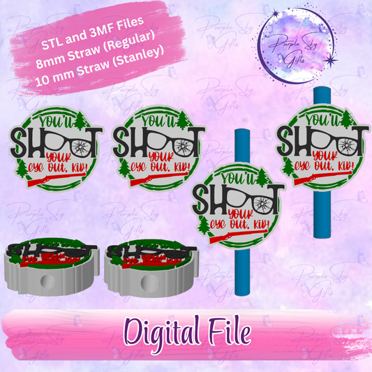 You'll Shoot Your Eye Out Kid 8mm and 10mm STL and 3MF DIGITAL FILES For Straw Topper