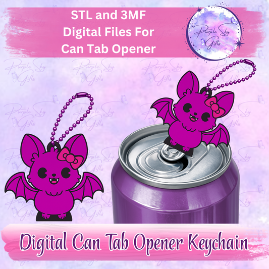 Cute Bat With Bow Drink Tab Can Opener Keychain/Charm STL and 3MF DIGITAL File