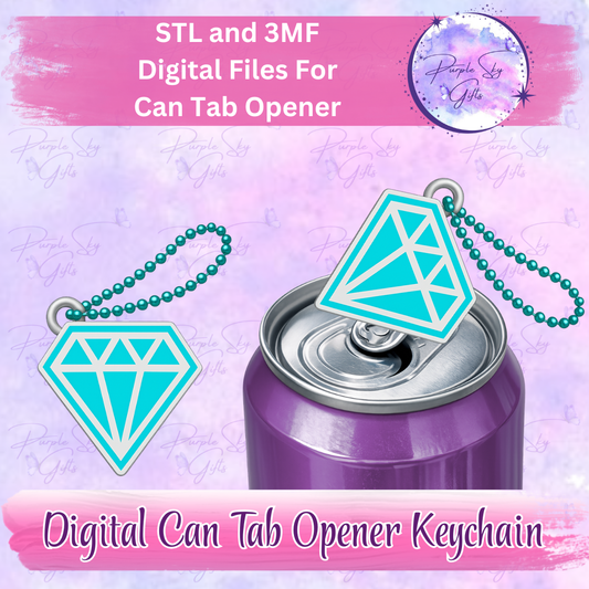 Diamond Drink Tab Can Opener Keychain/Charm STL and 3MF DIGITAL File