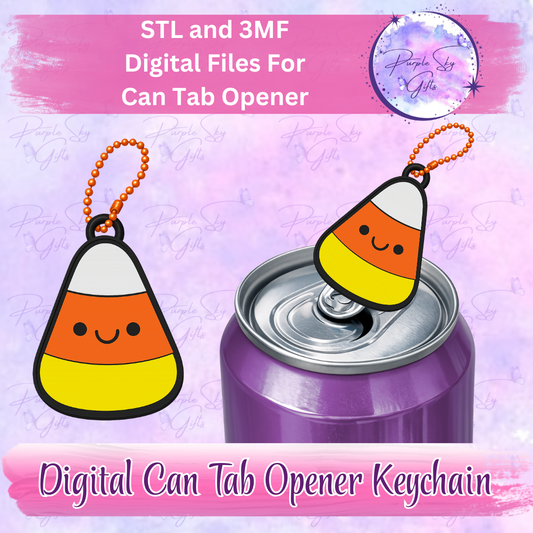 Happy Candy Corn Drink Tab Can Opener Keychain/Charm STL and 3MF DIGITAL File
