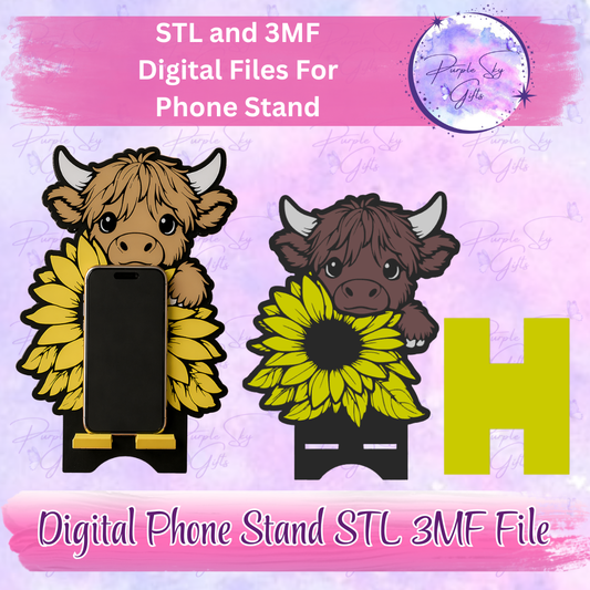 Sunflower Cow Phone Stand STL and 3MF Files