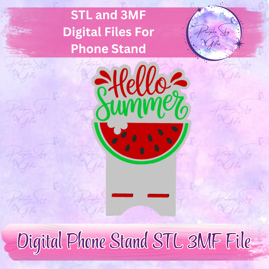Hello Summer Watermelon Phone Stand STL and 3MF Files