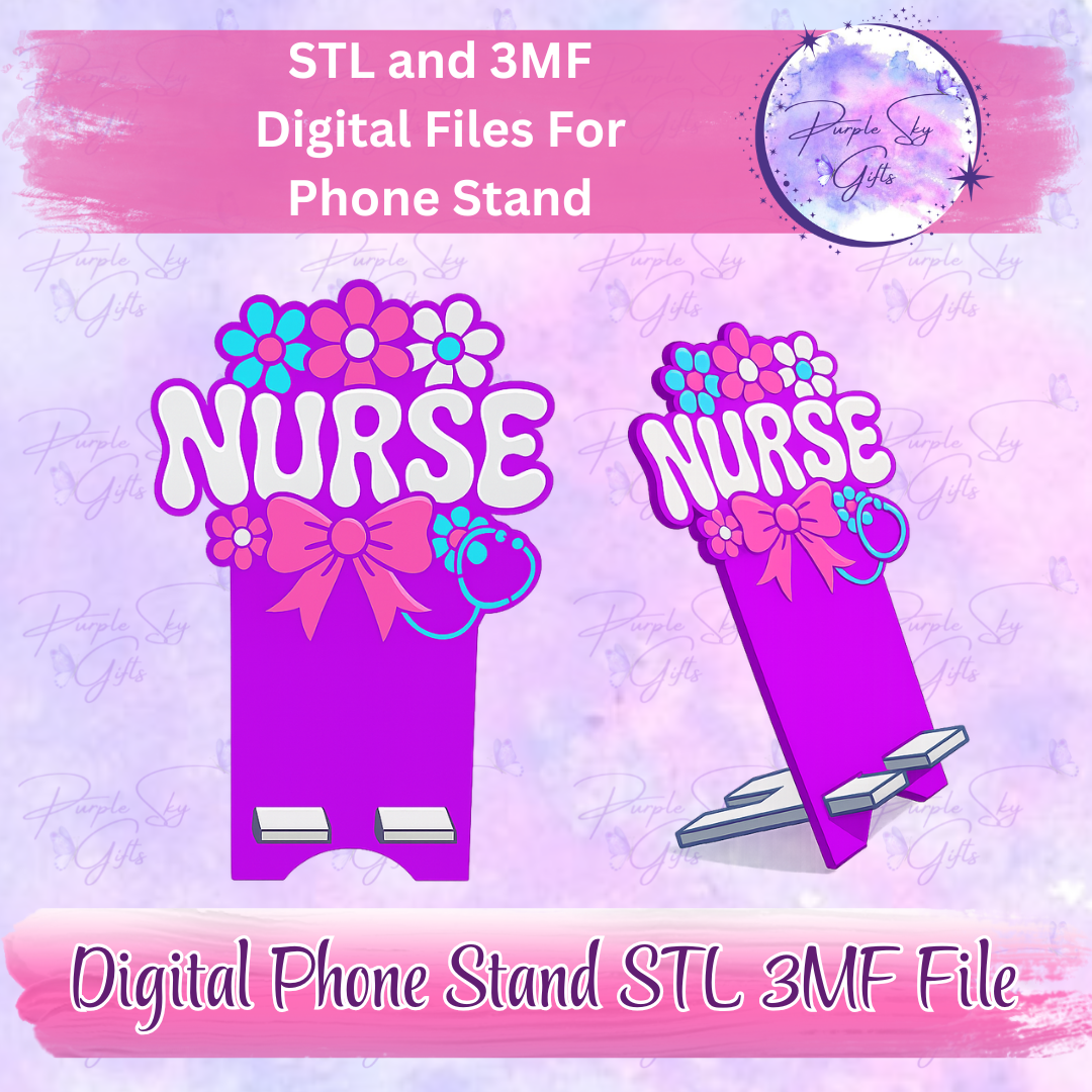 Floral Nurse Phone Stand STL and 3MF Files