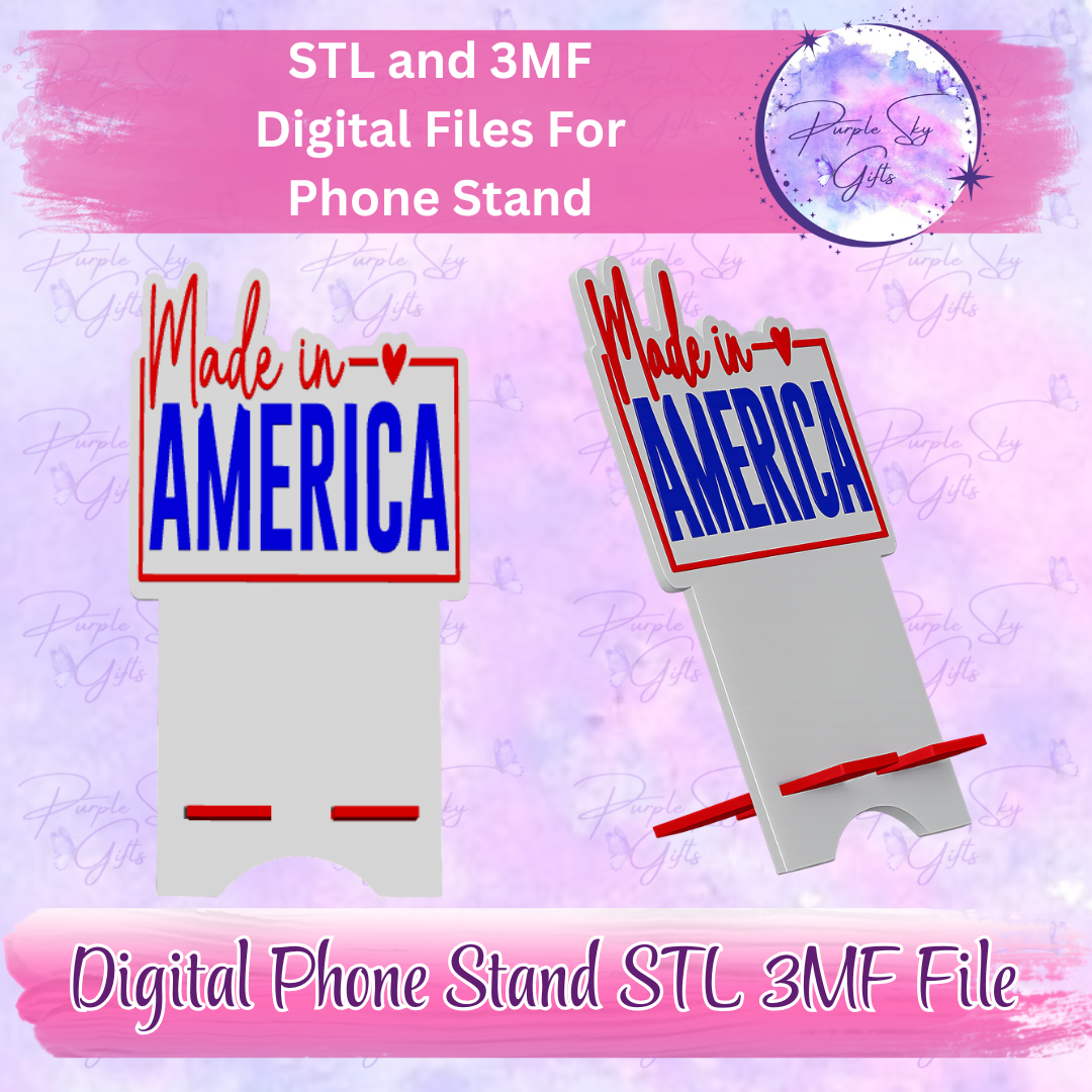 Made In America Phone Stand STL and 3MF Files