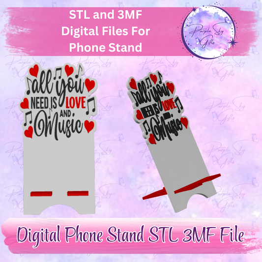 All You Need Is Love And Music Phone Stand STL and 3MF Files