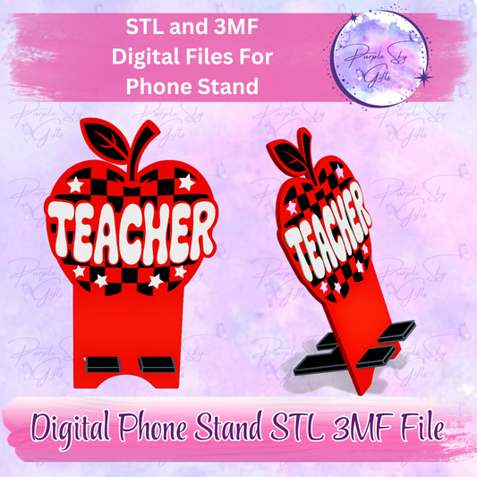 Checkered Print Teacher Apple Phone Stand STL and 3MF Files