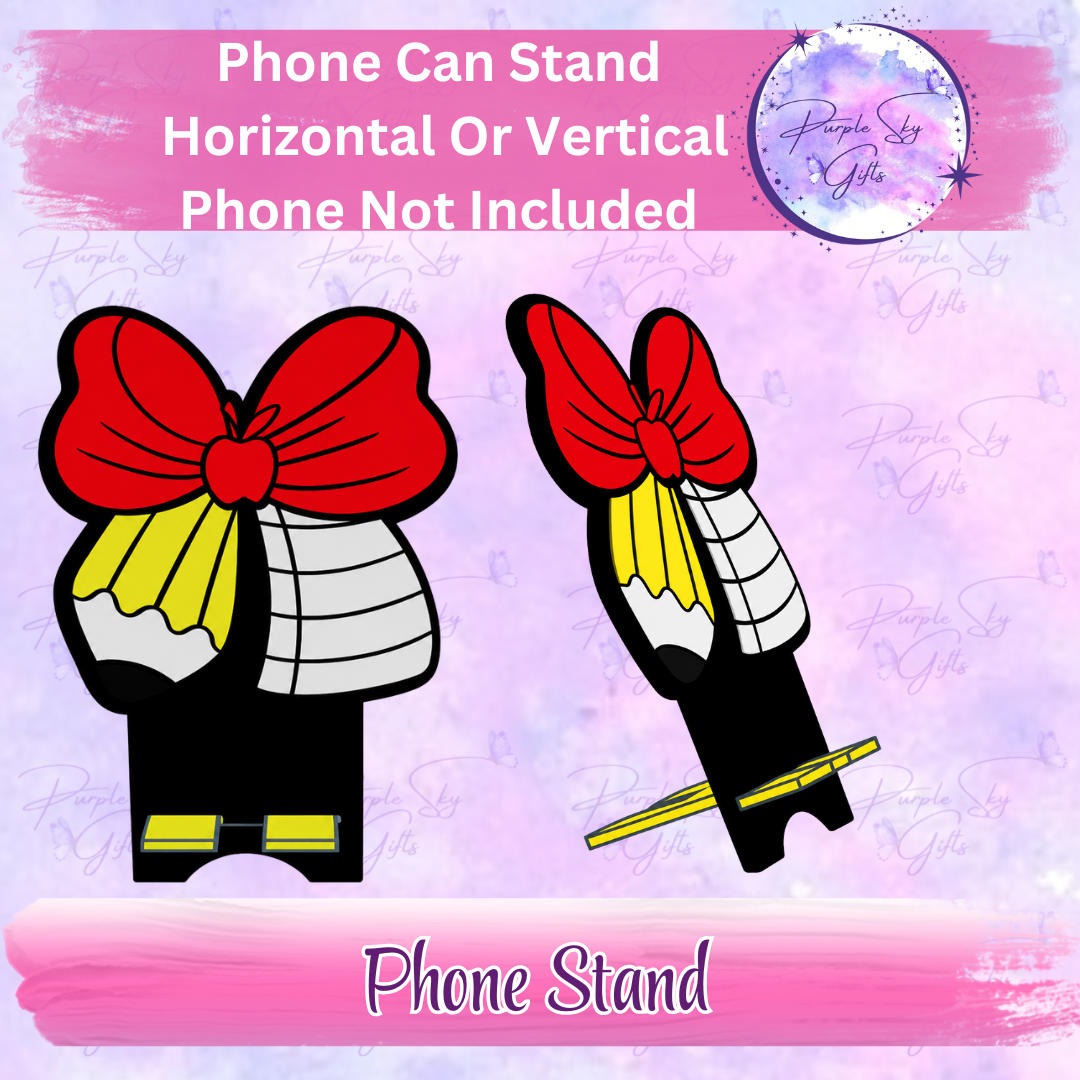 Teacher Apple Pencil Bow Phone Stand
