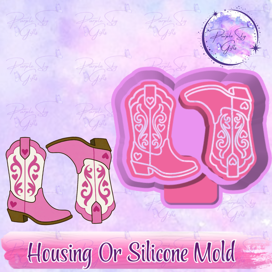 Cowgirl Boots With Hearts Vent Clip Sized Freshie Mold Housing or Silicone Mold
