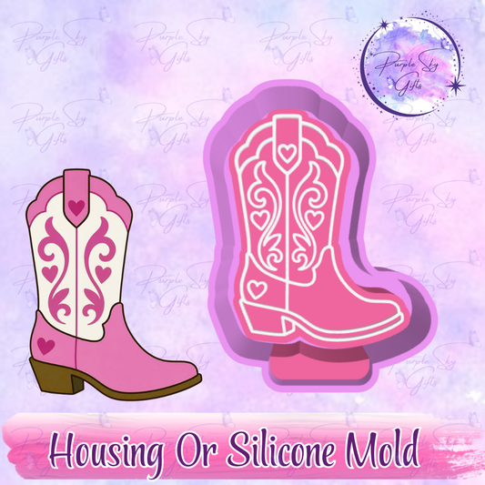 Cowgirl Boot With Hearts Freshie Mold Housing or Silicone Mold