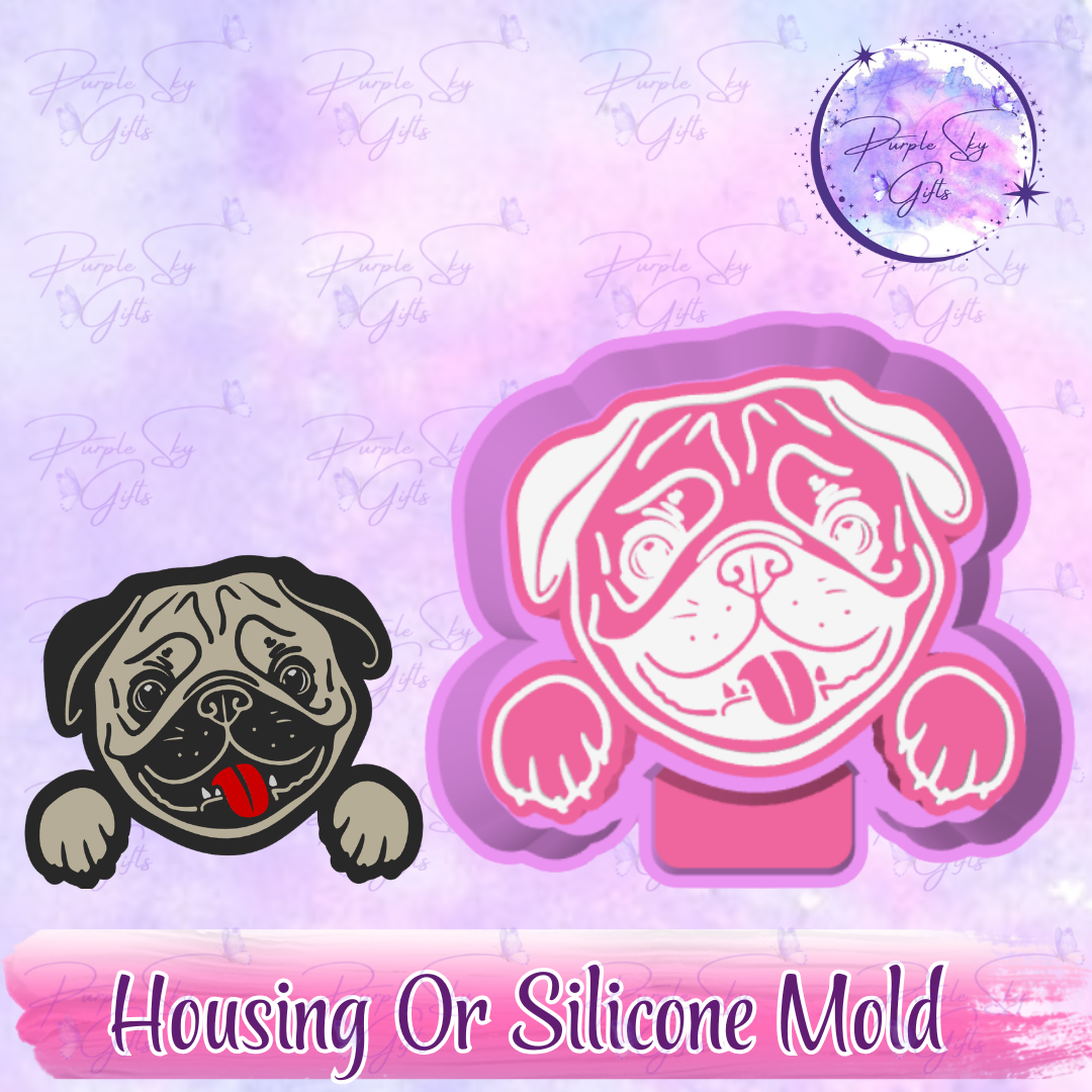 Peeking Pug Freshie Mold Housing or Silicone Mold