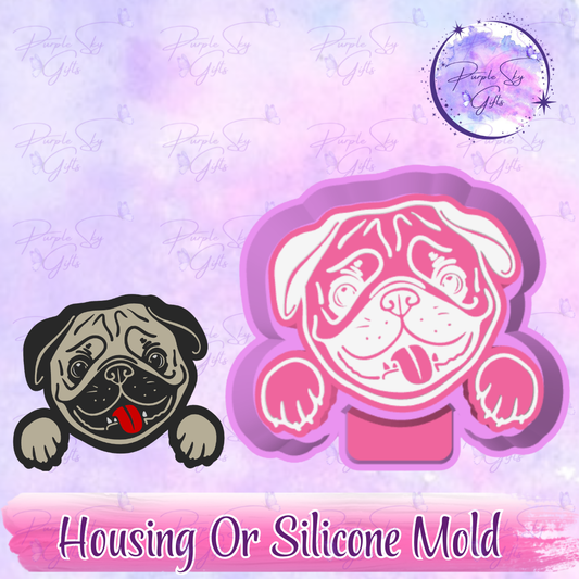 Peeking Pug Freshie Mold Housing or Silicone Mold