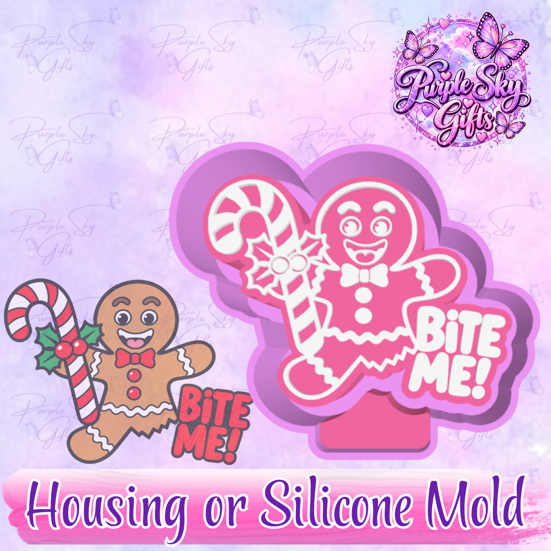 Bite Me Gingerbread Man Freshie Mold Housing or Silicone Mold