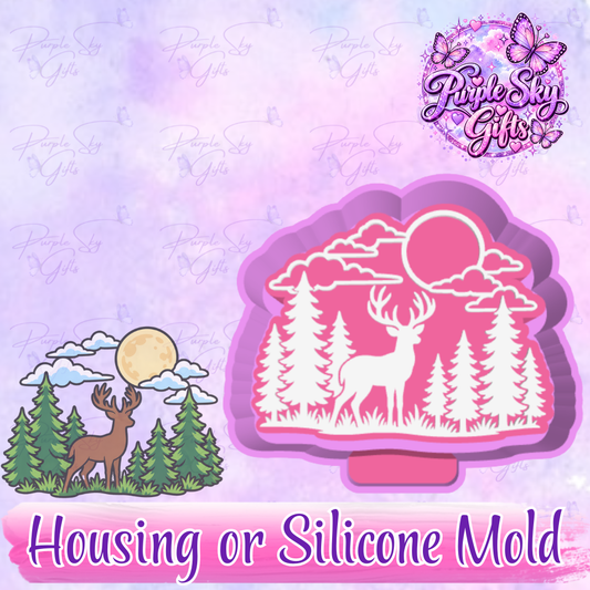 Stag Deer In Moonlight Freshie Housing or Silicone Mold