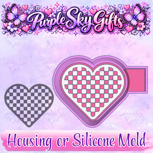 Checkered Print Heart Freshie Housing or Silicone Mold
