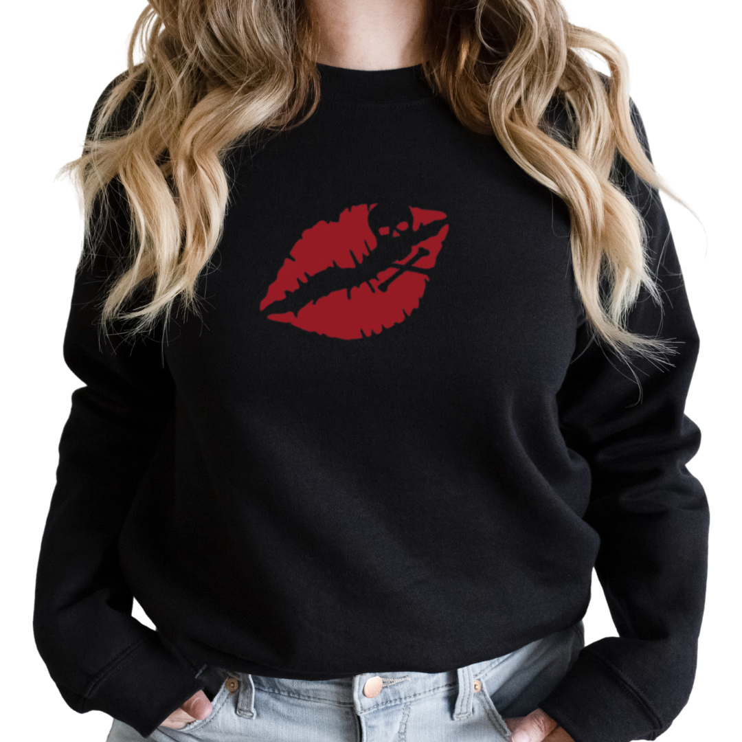Red Skull Lips - Black Unisex T-Shirt, Crewneck, Or Hoodie