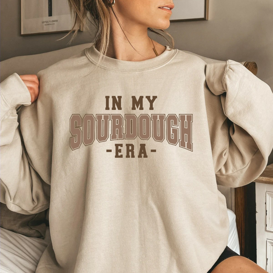 In My Sourdough Era Brown Varsity Font T-Shirt, or Crewneck - Unisex Style Great Gift