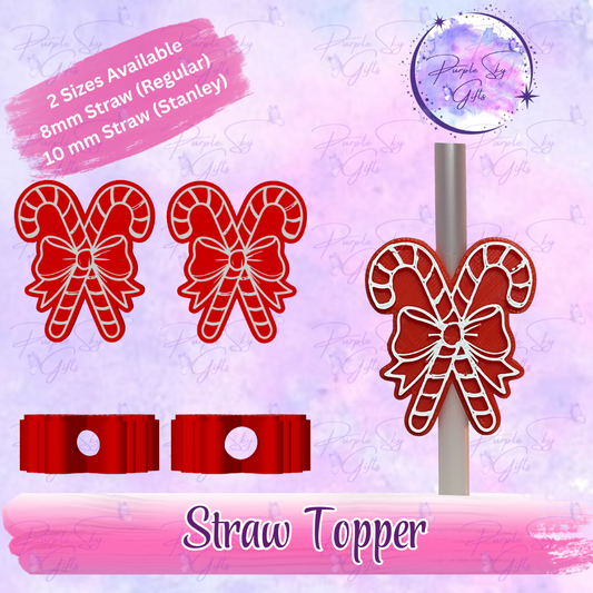 Candy Canes with Bow Straw Topper
