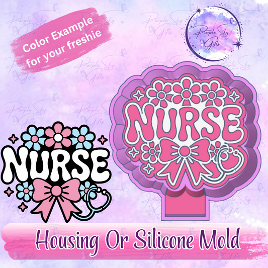 Floral Nurse Freshie Mold Housing or Silicone Mold