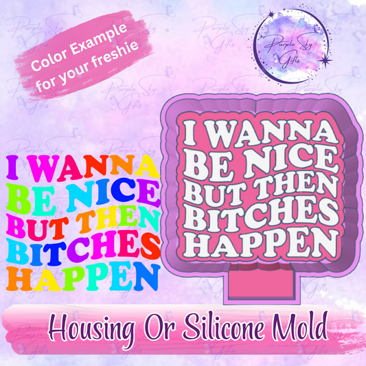 I Wanna Be Nice But Then Bitches Happen Mold Housing or Silicone Mold