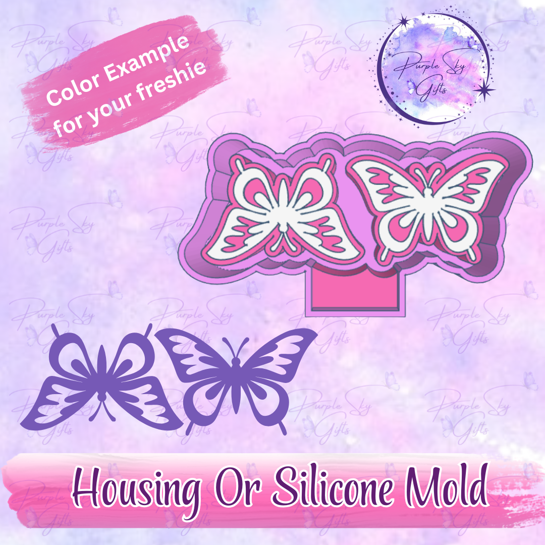 Simple Butterfly Vent Clip Sized Freshie Mold Housing or Silicone Mold